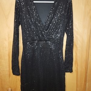 Imelda Black sequin midi formal dress